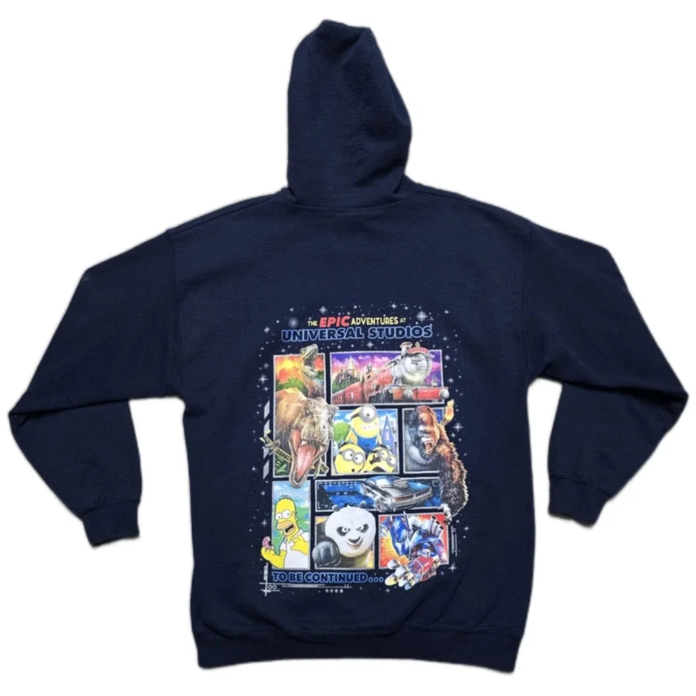 Disney‎ Universal Studio Full Zip Up Hoodie Mens L Blue Double Sided